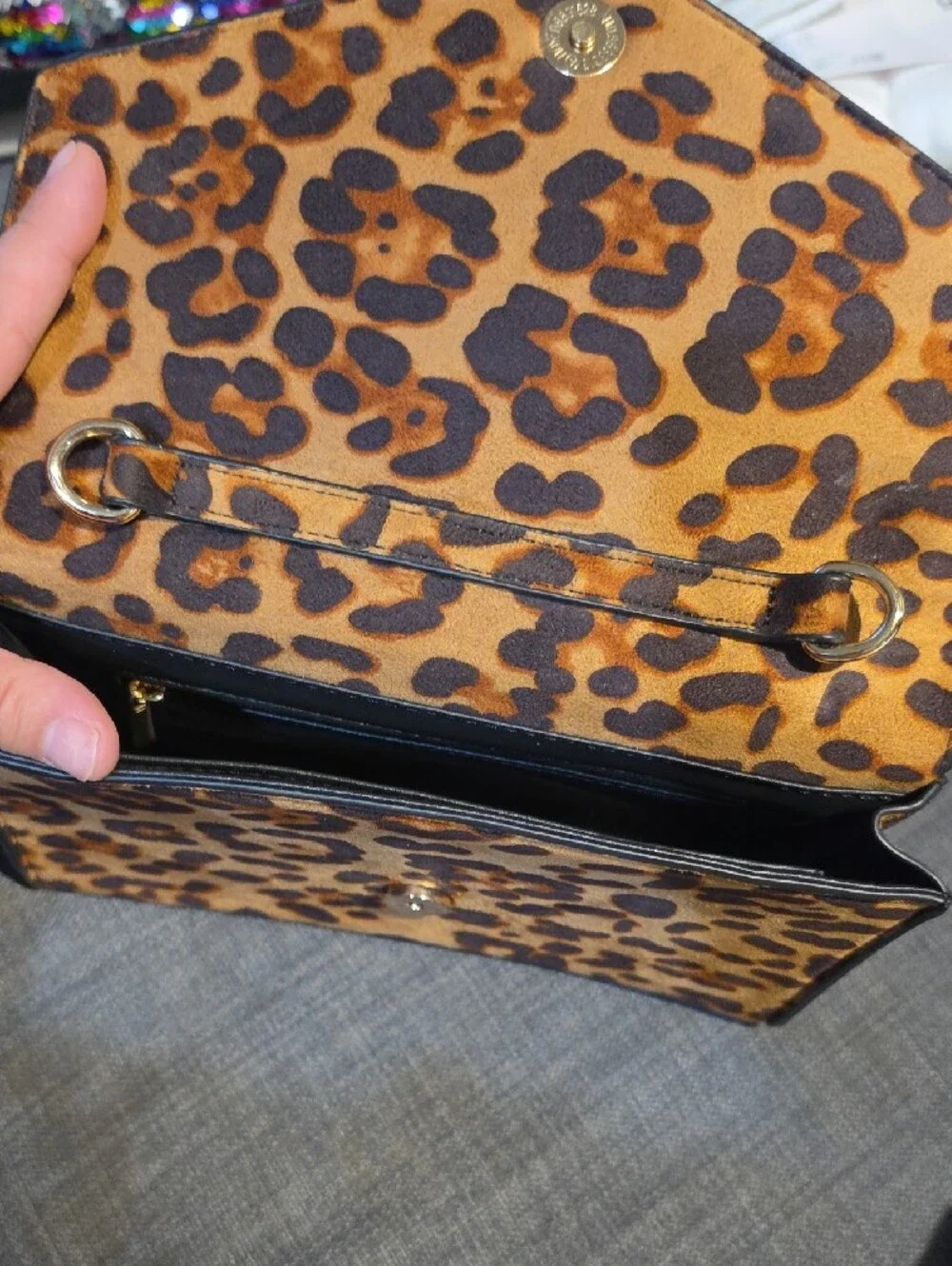 Leopard Print Women's Clutch Bag - Brown